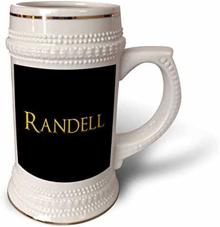 3drose Randell Nome comum do menino na América. Amarelo em preto. - 22 onças de caneca