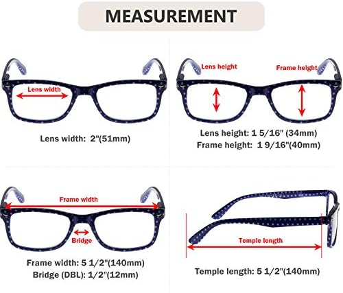 Eyekepper 4 Pack Reading Glasses Polca Dots Design Leitores para mulheres Reading