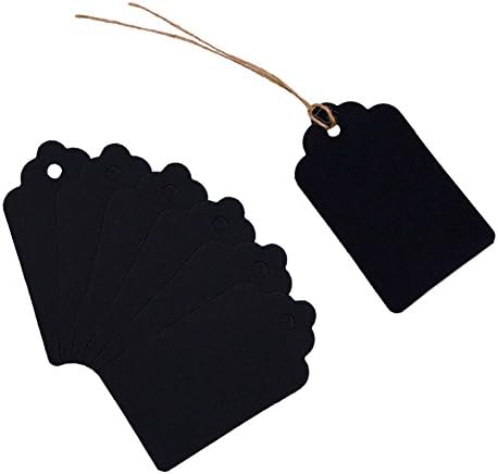 Sallyfashion 100pcs Black Paper Gift Tags, 100pcs Kraft Paper Tags de presente com cordas