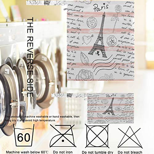 VISESUNNY PARIS EIFFEL Torre Lettering Stripe 2pcs Saco úmido com bolsos com zíper lavandable reutilizável