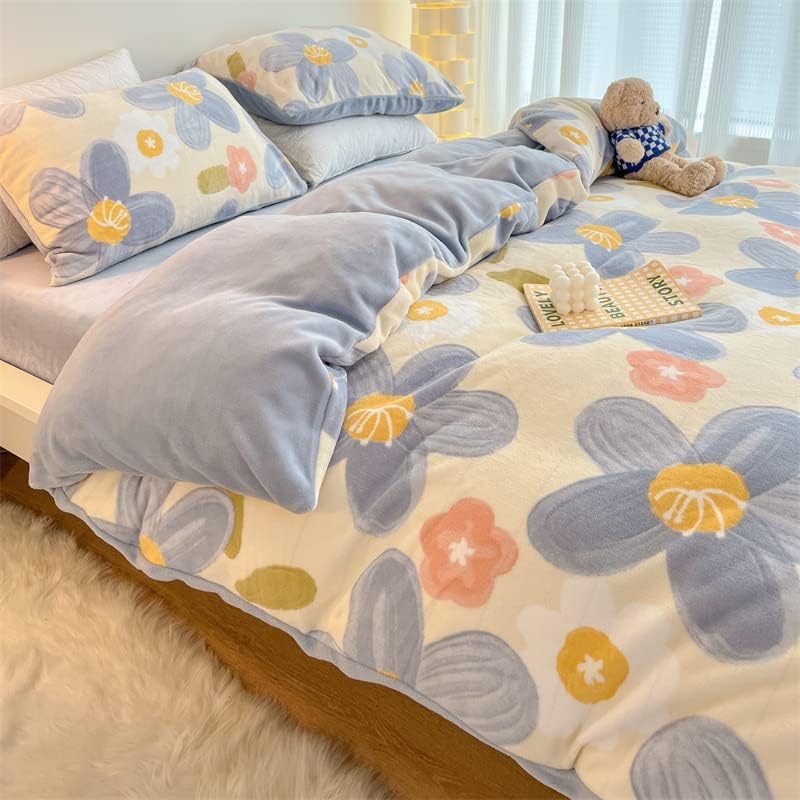 Bedding, lençóis, tampa da colcha, conjunto de 4 peças, design de flor grande, cama de veludo de leite 180 * 220cm