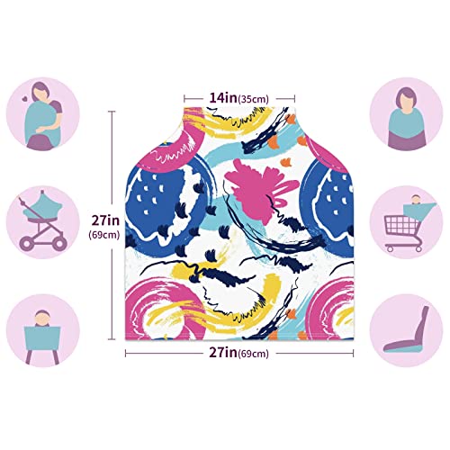 Capas de assento de carro para bebês pinturas abstratas pinturas rosa azul amarelo doodle tampa de enfermagem capa de carrinho de cachecol de amamentação para bebês Multryuse Infant Carseat Canopy para meninos meninas, presentes de chuveiro