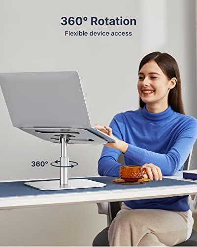 Suporte de laptop ajustável de Huanuo com suporte de laptop ajustável em rotação de 360 ​​°, laptop de alumínio Riser