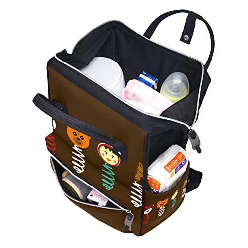 Bolsas de fraldas marrons de animais Backpack Mummy Backpack de grande capacidade Bolsa de enfermagem Bolsa de viagem para cuidados com o bebê