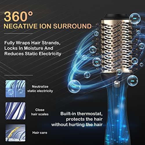 Vögel Nano Titanium Brush de ar quente e secador de cabelo - Volumizador de um passo, explosão profissional para