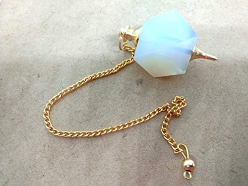 Jet energizado Opalite Hexagon Gold Pendulum Free Livreto Crystal Therapy Terapia A alegria da pressão