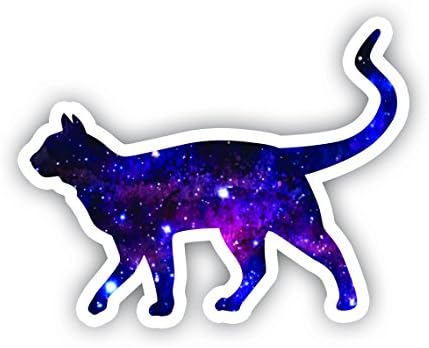 Adesivo de galáxia para caminhada de gato - adesivos de laptop - decalque de vinil de 2,5 - laptop, telefone, adesivo de decalque de vinil tablet
