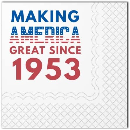 Sharkbliss Making America ótimo desde 1953 guardanapos de coquetel de 70 anos, 50 pacote de pacote de 70º aniversário