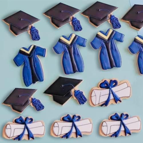 Cortadores de biscoitos 4 PCs, cortadores de biscoitos de graduação por Job Jol, Cap de Graduação, Diploma, Vestido de Graduação