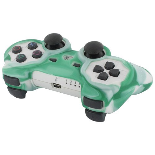 Skque Silicone Soft Protective Case Caso para Sony PlayStation 3 Controller, Camar Pattern, Green, White