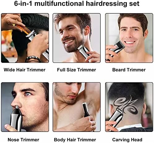 HHYGR 6 EM 1 ELECTRIC HABED CHIPPER, kit de corte de cabelo de barba barba elétrica com presentes de exibição de LCD para homens, aparador de cabelo profissional zero zero b-lâmina tumer sem fio sem fio