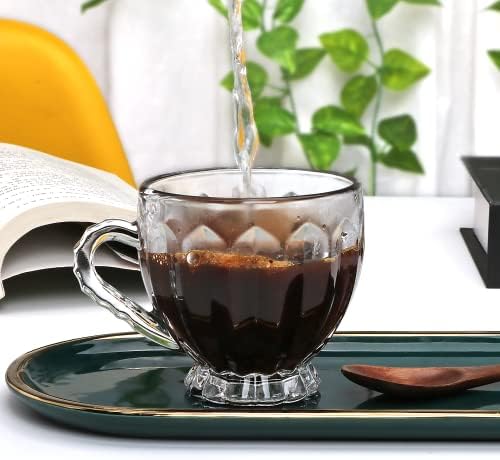 Canecas de café de vidro qappda, xícaras de café de vidro vintage de 6 oz com alça, copes de chá de café expresso