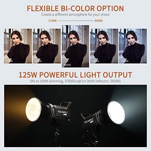 Feelworld fl125b 125w Video Studio Light com 2700k ~ 6500k Iluminação contínua bi-color