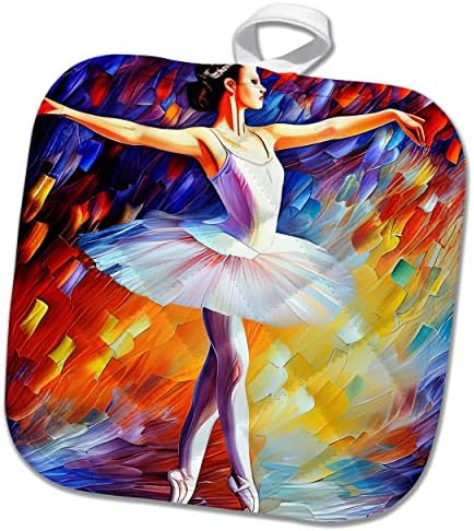 Arte digital de balé 3drose - bailarina deslumbrante dançando. Flaming rico. - Potholders