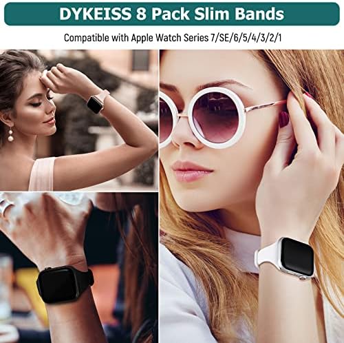 Bandas de silicone de pacote dykeiss 8 pacote compatíveis para banda de relógio Apple 49mm 41mm 45mm