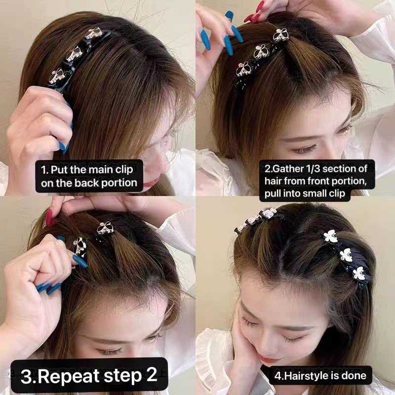 Conjuntos de cabelos naivlizer 4pcs para mulheres, clipe de cabelo trançado para meninas, clipes de cabelo