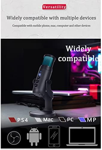 Wionc Computer Professional USB Recording Microfone RGB Microfone de condensador com fone de ouvido para Broadcast Live (cor: preto, tamanho