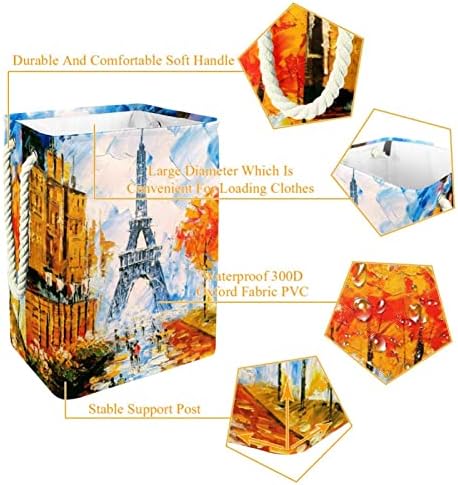 Indicadora Paris Eiffel Tower Art Lavanderia grande cesto de roupas prejudiciais à prova d'am