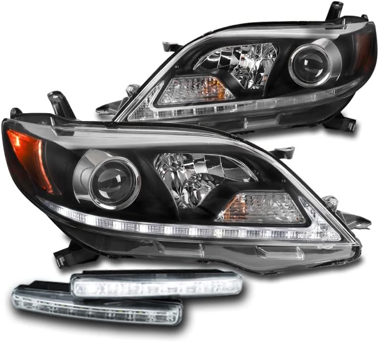 ZMAutoParts liderou faróis de projetor preto faróis com DRL de 6 LED branco para 2015-2019 Toyota Sienna Se/Limited