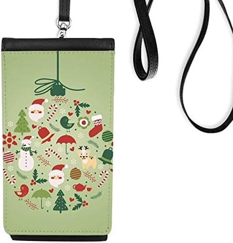 Mass Santa Claus Snowman Tree Tree Phone Green Phone Purse pendurada bolsa móvel bolso preto bolso