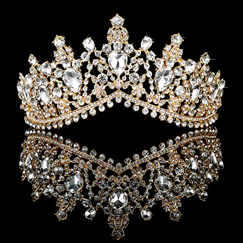 Tobatoba Gold Crown for Women, Wedding Tiaras for Women Crystal Princesa Tiara Queen Crowns for
