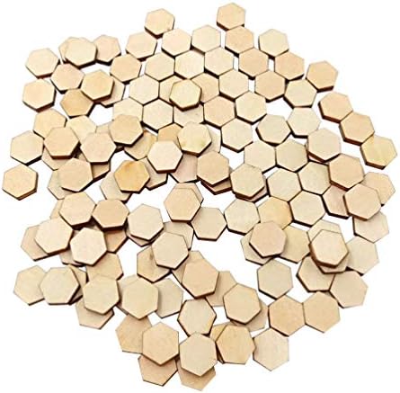 200pc 10mm de peças hexagonais de madeira de 10mm ornamentos de madeira enfeites de enfeites decorações