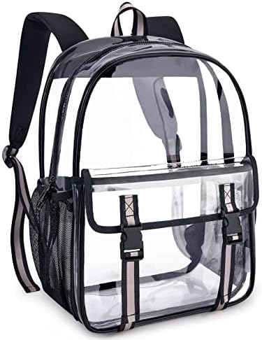 MOMMORE Backpack Clear Mochila pesada grossa PVC Livro claro Backpack transparente mochila com zíperes de travamento