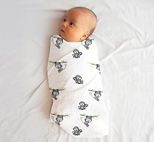Cobertores de molduras de algodão de musselina para recém-nascidos- macio, aconchegante e durável- faça o sono do seu bebê mais confortável com este pacote de swaddle- pacote de 4 flores de trilhas
