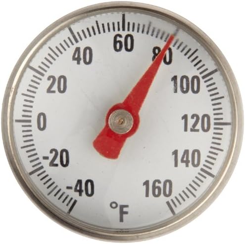 SUPCO ST01 Termômetro de discagem de bolso em aço inoxidável, haste de 5 , 1, -40 a 160 graus F