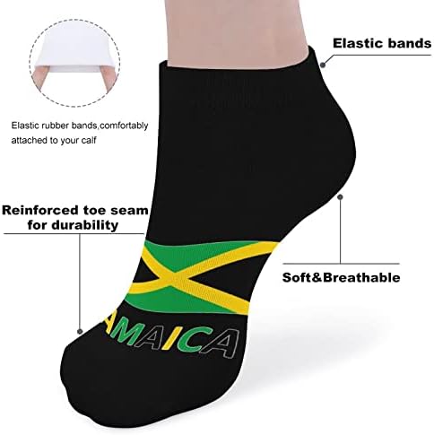 Bandeira jamaicana engraçada correndo tornozelo meias atléticas sem show meias amortecidas para homens