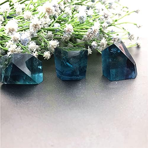 Heeqing AE216 1PC Fluorito azul natural natural Freeform Crystal Stones irregularmente polidas Fazendo cristais de cura Naturais e minerais de cristal