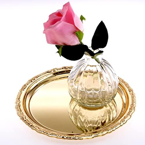 Maro megastore 8.2 redondo de ferro redondo ouro bandeja de bandeja espelho floral borda floral