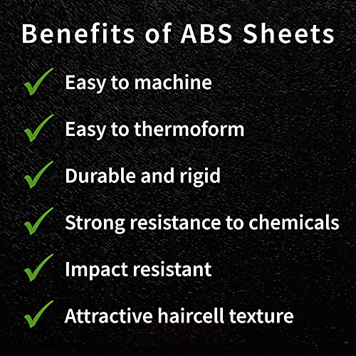 Folha de ABS de acrílicos forjados - 3/16 de espessura, preto, 12 x 12 x .177 nominal