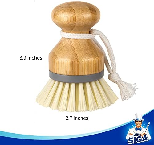 Mr.Siga Brush de palmeira de bambu, escova de lavagem para pratos Pots PANS LIMPEZA DA PACHA DE