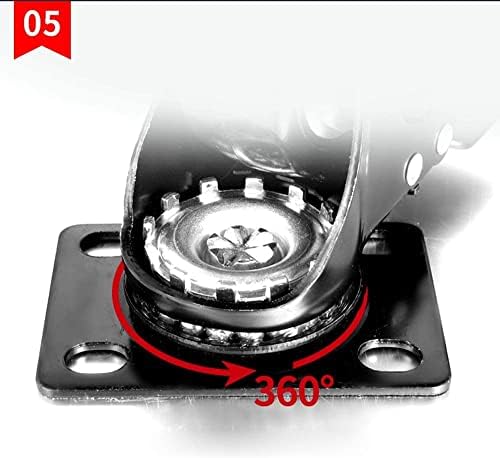 Casters Roda de mamona giratória preta de 50 mm para móveis em movimento, rodas de rodízio fixo/giro rodas/carregamento
