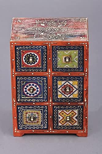 11 Caixas decoradas pintadas à mão com telhas de cerâmica | Madeira de manga | Made à mão |