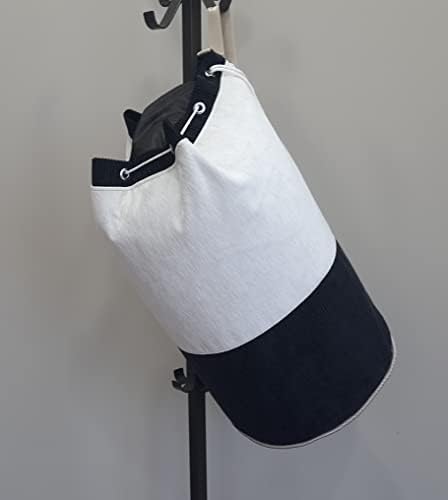 Bolsa de lavanderia com monograma de cor branca e preta, cesto de lavanderia personalizado, bolsa