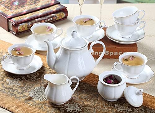 Guangyang GY 15-PCS LOTUS SHOPE PORCELAINA SET-TEA-Padrão de flores em relevo-7 onças de chá
