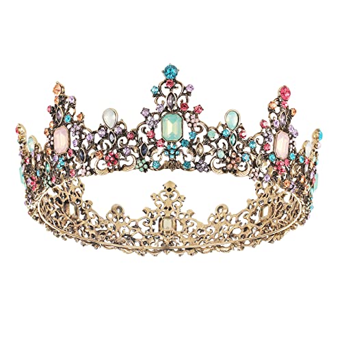 Snowh Barroco Queen Crowns and Tiaras, Crystal Wedding Crown for Women, Tiara de aniversário vintage, Acessórios para cabelos para festas de fantasia de Halloween com pedras preciosas