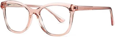 Resndo Womens Square Reading Glasses Plastic Trendy Spring depende de leitores fotocrômicos +6,00 rosa transparente