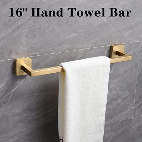 NTIPOX 4 peças aço inoxidável Acessórios de hardware de banheiro dourado escovado Conjunto de acessórios incluem barra de toalhas de 16 polegadas Gold ， suporte de papel higiênico…
