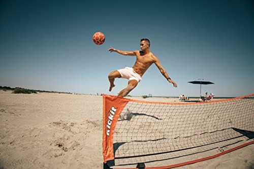 Kickit O jogo original de tênis de futebol | Onde o futebol encontra o tênis | Bola de tênis de futebol portátil de 6,5 x 2 pés e kickit | Brincar ao ar livre, dentro de casa, quintal ou praia