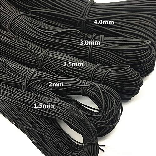 Marhashii 5 metros pretos Multi tamanho 1/1.5/2/2.5/3/4mm de elástico para costurar elástica de corda
