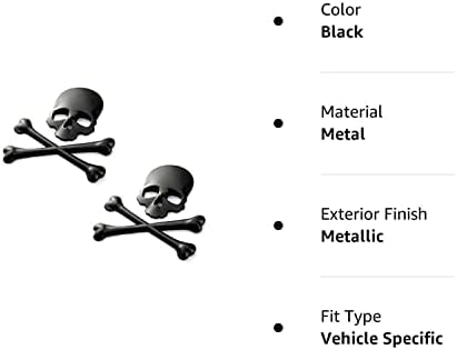 Benzee 2pcs B035-B Black Motorcycle Skull Bone Bone Metal Decal 3D adesivo para Suzuki Kawasaki