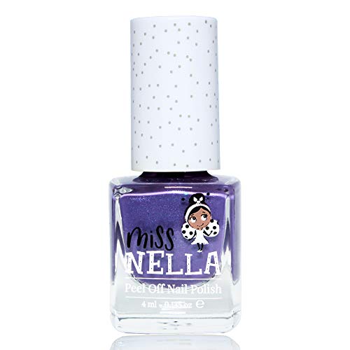 Miss Nella Sweet Lavender-Segura Glitter Glitter Purple Unish para crianças, fórmula não-tóxica e livre de odor para crianças e crianças pequenas, água natural baseada para fácil descascar