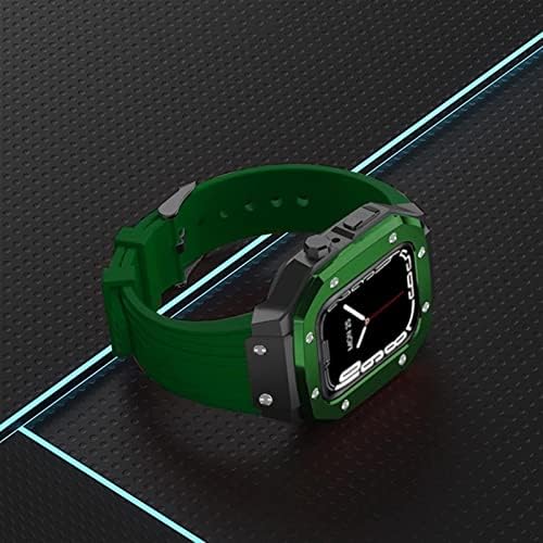 Caixa de relógio de liga saawee Strap para Apple Watch Series 7 6 5 4 SE 45mm 42mm 44mm Modificação de moldura de metal Business Style Casual Watch Strap