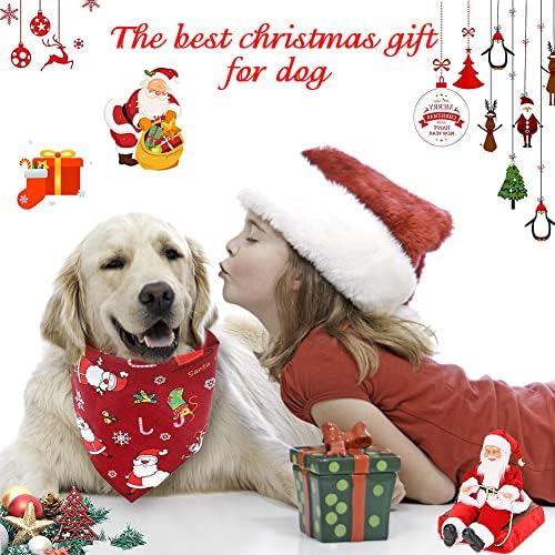 Christmas Dog Bandana 4 pacote - Bibs de cachecol de triângulo de estimação macios e respiráveis, cheios de padrões de elementos de chirstmas, para cães e gatos