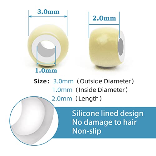 Neitsi silicone nano anéis de contas para nano link para cabelos Extensões de cabelo de ceratina 3,0 mm 1,0 mm 2,0 mm 200pcs, loira