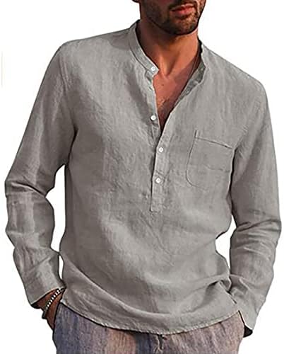 Camisas de linho Zefotim para homens de manga longa/curta camisetas de vestido casual slim fit slim fit beach