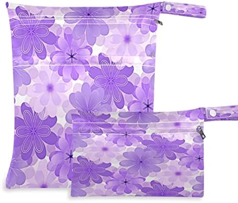 Kigai Purple Floral Sacos Mãe Mãe para Fregas de Pano para Bebê Sacos Mães Reutilizáveis ​​com 2 Bolsos para Viajar Piscina de Piscina de Piscina de Piscina de Ginásio